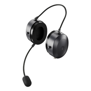 QHR Headset, three quarter from behind, both cups and boom mic