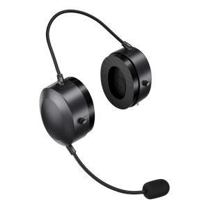 QHR Headset, three quarter front, both cups and boom mic forward