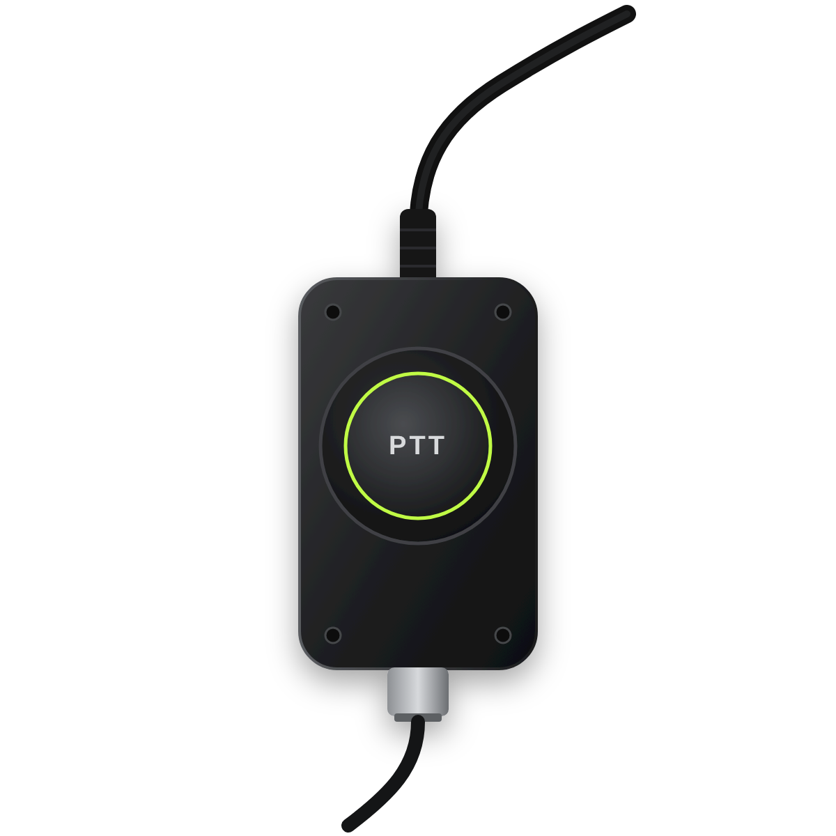 QHR Tactical PTT Down-Lead, passive push-to-talk box with guarded button, 300 mm lead and radio cable port